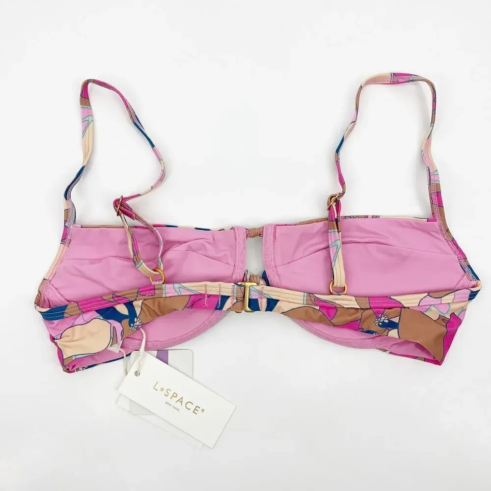 L*Space Rose Underwire Bikini Top Sundazed Floral Print Size Medium NEW!